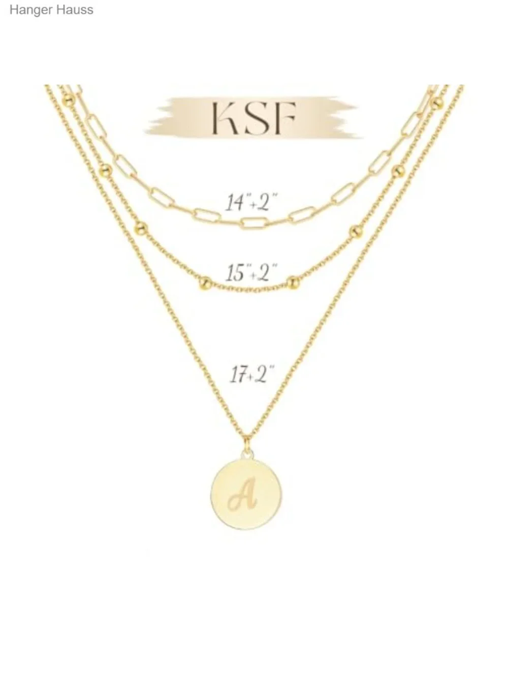 18K Gold Plated Layered Necklace Set 3Pc Stackable Heart Pendant